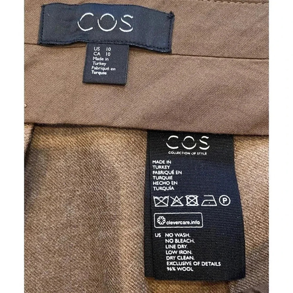 COS Dress Pants Tan Brown Wool Blend Size 10 - Picture 2 of 5